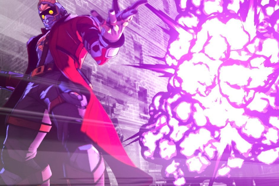 Star-Lord déclenche une explosion violette, Marvel Tōkon