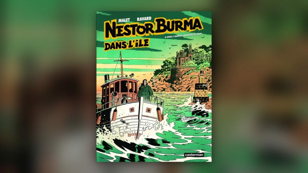 Nestor Burma dans l’île, couverture de la BD Casterman