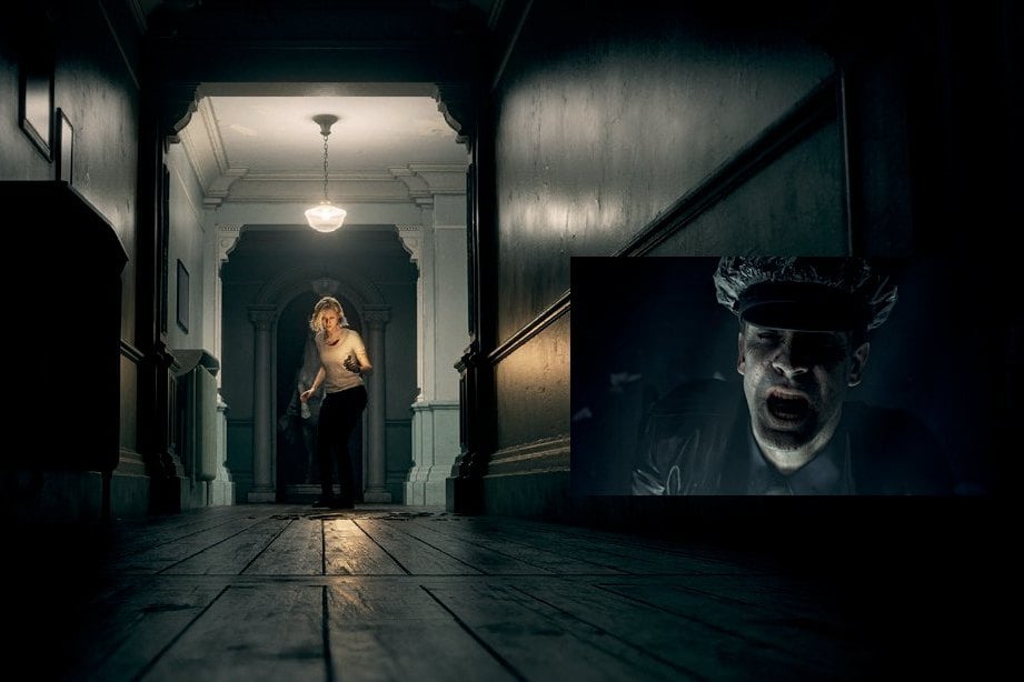 Couloir sombre d'un manoir dans Resident Evil Requiem
