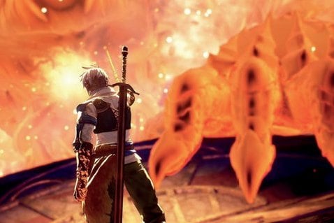 Un héros face à une créature de feu dans Tales of Arise