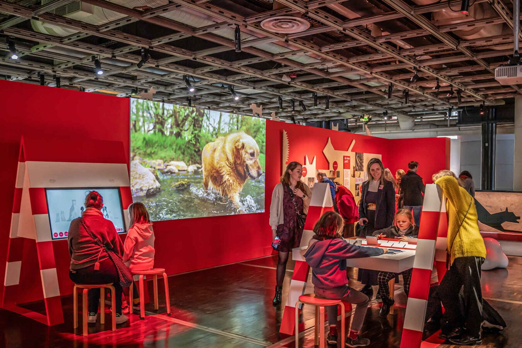 Vue de l'exposition Chiens et chats à la Cité des sciences et de l'industrie