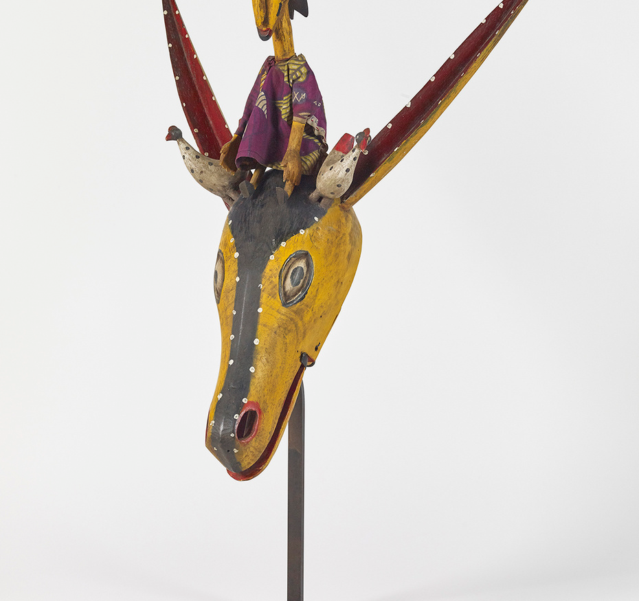 Pièce de sogo bò présentée dans l'exposition Au Mali, quand les animaux dansent au musée des Confluences