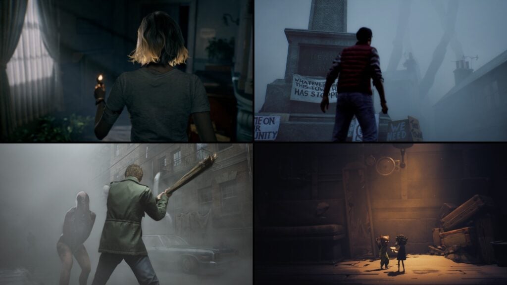 Scènes de jeu de Resident Evil Requiem, Silent Hill: Townfall, Silent Hill 2 et Little Nightmares III